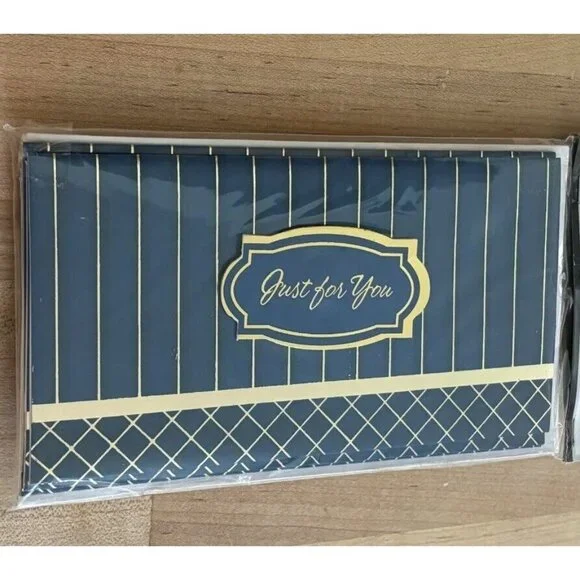 "Just For You" Gift Card Money Holders 8 Cards And Envelopes Teal Blue Gold - Picture 4 of 4